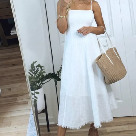 White J Crew Linen Flare Dress - NWT - Picture 3 of 6